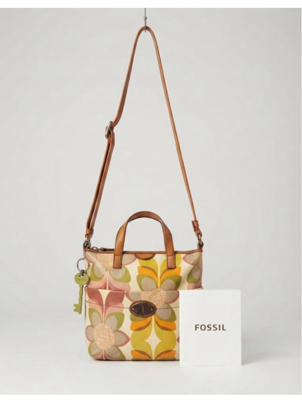Women's Fossil Floral Satchel Bag One Size Beige Yellow